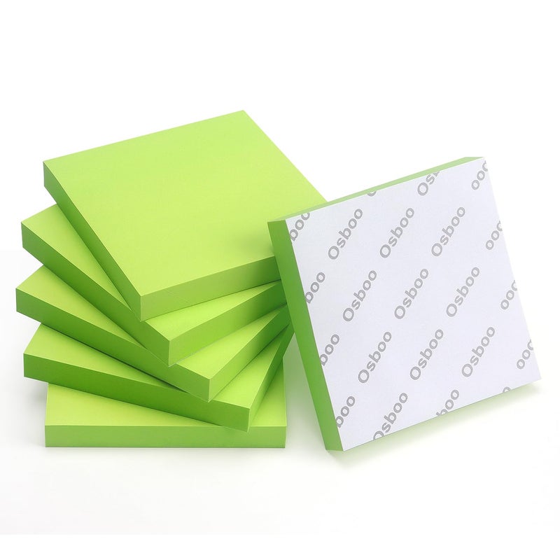 OSBOO Sticky Notes 3x3 Self-Stick Notes Pads with 6 Bright Colors  Easy to Post for Office  Shool  Home  6 Pads/Pack  100 Sheets/Pad(Green) - Image 5
